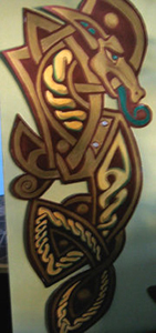 Acrylic painted celtic dragon