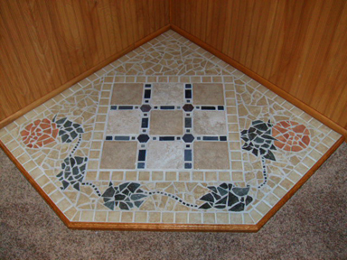 Fireplace floor mosaic closeup